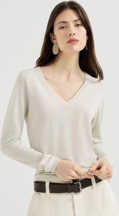 Brunello Cucinelli Cashmere and silk sparkling lightweight sweater in Milk at Nordstrom, Size Xx-Large