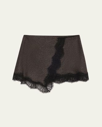 A.L.C. Sophia Sparkly Lace-Trim Mini Skirt