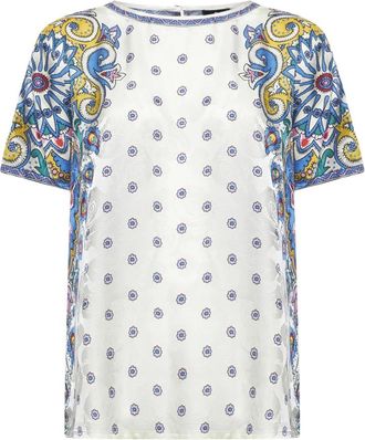 Etro Etro, T-Shirts, female, Multicolor, Size: L Floral Paisley Jacquard Rose Print Shirt