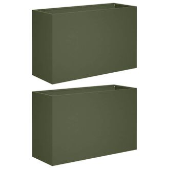 vidaXL Macetero De Jard&iacute;n 2 Uds. Verde Oliva 80 X 30 X 40 Cm Vidaxl