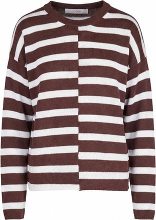 Jucca Contrast-Stripe Trui met Ronde Hals - Dames - Ronde hals truien - Veelkleurig - M - Katoen - Truien & Vesten