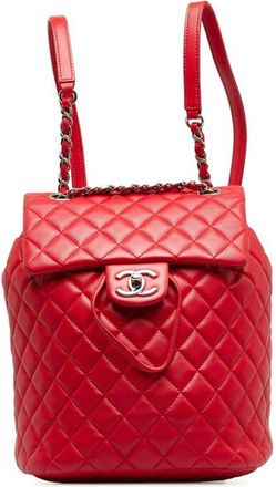 Chanel Red Color Leather Backpack (Pre-Owned)