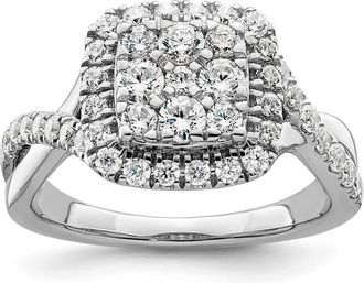 Diamond2Deal 14k White Gold Lab Grown Diamond Engagement Ring 1Ct Clarity- VS Color- G-H