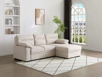 VENTE-UNIQUE.COM Sof&aacute; rinconera tela beige