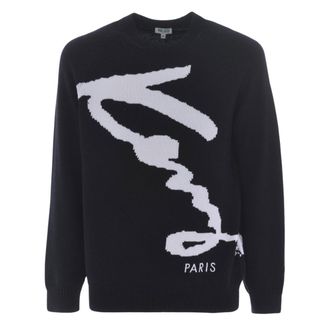 Kenzo Signature Zwarte Gebreide Trui