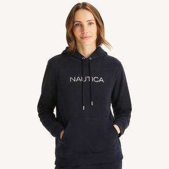 Nautica Womens Fleece Logo Hoodie