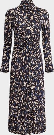 Altuzarra Claudia Abstract Animal Button-Front Maxi Dress