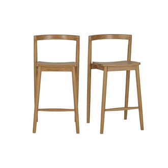 Miliboo Taburetes De Jard&iacute;n Apilables De Madera De Teca Maciza H70 Cm (lote De 2) Ombak
