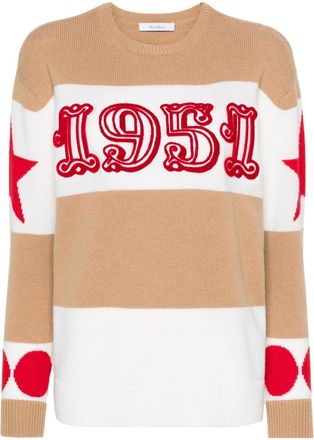 Max Mara Dirce 1951-motif striped jumper - women - Cashmere/Wool - L - Brown