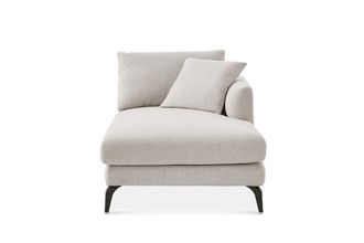 Castlery Spill-Resistant Chaise Sofa with Removable Frame and Cushion Covers and Black Legs - Grey | Lena by Castlery