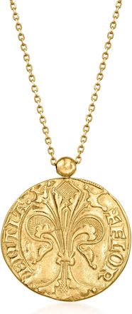 Ross-Simons Italian 14kt Yellow Gold St. John and Fleur-De-Lis Reversible Pendant Necklace