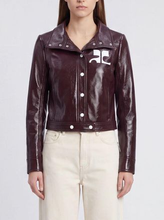 Courr&egrave;ges Giubbotto corto slim fit in cotone spalmato con logo