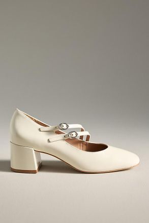 Maeve Asymmetric Strap Block-Heel Mary Janes