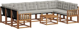 vidaXL Conjunto De Sof&aacute;s De Exterior 10 Uds. Gris Natural Y Claro Vidaxl