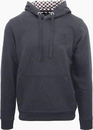 Aquascutum Mens Hooded Neck Long Sleeve Sweatshirt with Kangaroo Pocket - Grey - Size: 40