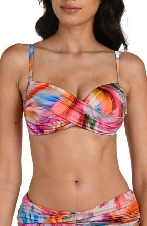 La Blanca Feathered Impression Bikini Top in Pink Multi at Nordstrom, Size 16