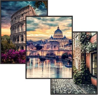 OEM Conjunto De Cuadros De Pared Con Carteles Y Marcos Para Dormitorio, Sal&oacute;n Y Oficina En Roma