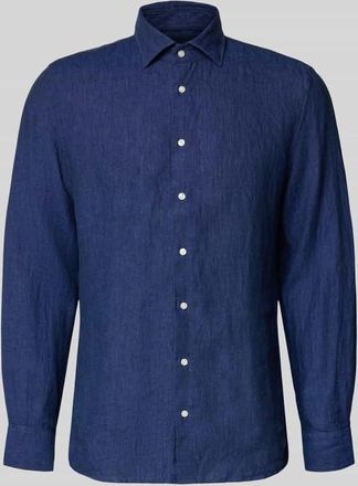 Seidensticker Slim Fit Business-Hemd aus Leinen mit Kentkragen in Marine, Gr&ouml;&szlig;e 38