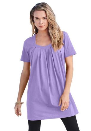 Roaman's Ultimate Pleatneck Tunic in Vintage Lavender at Nordstrom, Size 1X