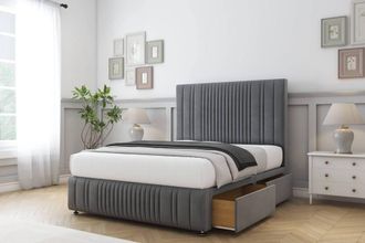 Sloomy Kingsley Coniston Divan Set 2 Drawers-54 Headboard-Footboard in Dark Grey | Size: Small Double