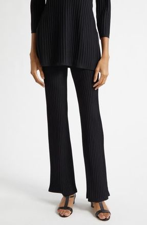 Max Mara Pure Bello Rib Kick Flare Pants in Black at Nordstrom, Size X-Large