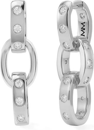 Melinda Maria Ashley Cubic Zirconia Convertible Link Hoop Earrings in Silver-White at Nordstrom
