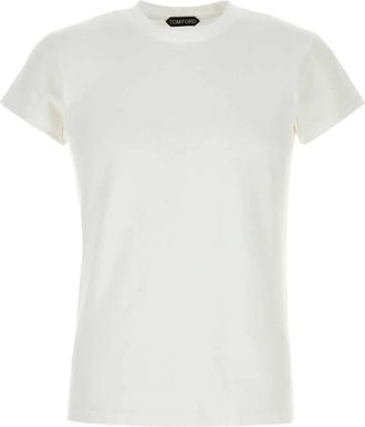 Tom Ford Koud geverfd katoenen T-shirt met ronde hals - Heren - T-shirts - Wit - XL - Katoen - Tops