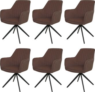 Hhg Lote De 6 Sillas De Comedor Hhg-499, Silla De Cocina Reclinable Silla Apoyabrazos, Giratoria Posici&oacute;n Del Coche Tela/textil, Marr&oacute;n