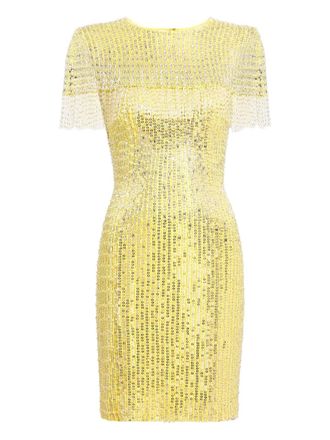 Jenny Packham Swish beaded-embellished fringed mini dress - Yellow