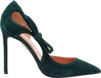 Aquazzura Soave 105 Suede Pumps, Green