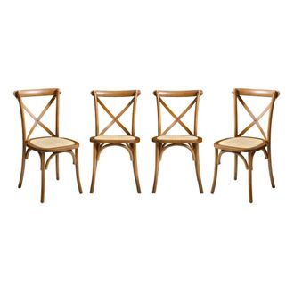 Sweeek Silla de bistr&oacute; vintage de madera, set de 4, nogal