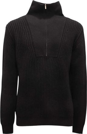 PT01 Chet-Matis Trui met Halve Rits - Heren - Coltruien - Zwart - XL - Wol - Truien & Vesten