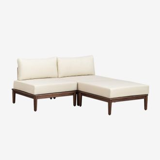 Sklum Sklum - Sof&aacute; Modular De Jard&iacute;n De 2 Piezas Y Puff En Acacia Giulia