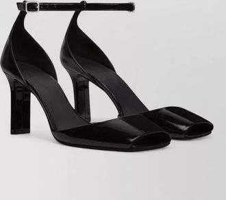 Courr&egrave;ges peep toe square front stiletto heel pumps