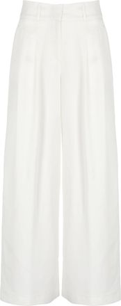 PESERICO Ivory Viscose-Linen Wide-Leg Pants