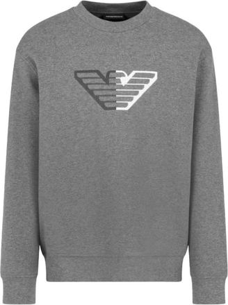 Emporio Armani Double Jersey Sweater met Ronde Hals - Heren - Sweatshirts - Grijs - L - Hoodies & sweatvesten