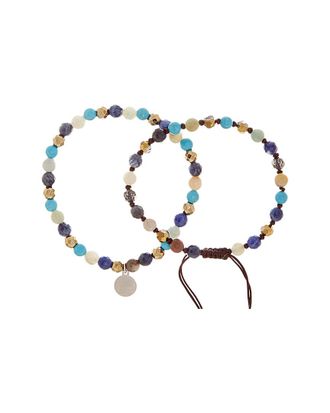Jean Claude Silver Gemstone Set Of Beaded Bracelets