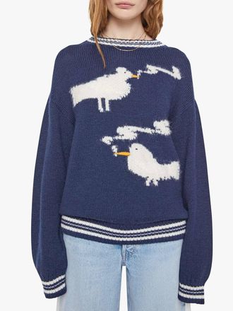 Mother Stoned Birds Jumper Top In Blue Multi