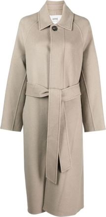 Ami Belted Coats - Dames - Jas met riem - Beige - XS - Wol - Jassen