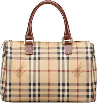 Burberry Borsa boston Haymarket Check in tela cerata 2000-2017 - Marrone