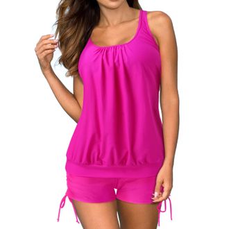 Generic Tankini Swimsuits for Women Plus Size Two Piece Bathing Suits with Boyshorts Loose Fit Swimwear Set Tummy Control Swimsuit Top and Shorts Summer Beach