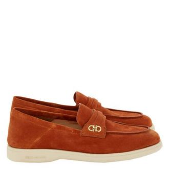 Ferragamo Suede Gancini Loafers, Size 7 C