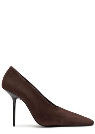Victoria Beckham 100 Square-toe Suede Pumps - Brown