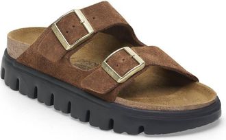 Birkenstock Womens Papillio Arizona Platform Suede Slide In Dark Tea