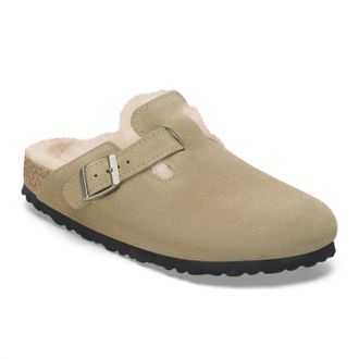 Birkenstock Womens Boston Shearling Clogs In Taupe