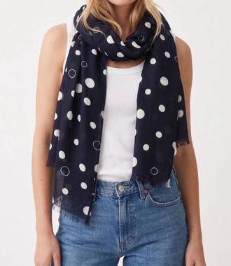 Joseph Ribkoff Polka Dots Scarf In Midnight Blue/vanilla