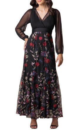 Kiyonna Isabella Embroidered Mesh Gown in Enchanted Garden at Nordstrom, Size X-Large