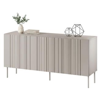 Dmora Aparador Spirano, Aparador De Sal&oacute;n Con Tres Puertas Batientes Y Compartimentos Interiores, Elevado Del Suelo, 151 X 42 X 75 Cm, Beige