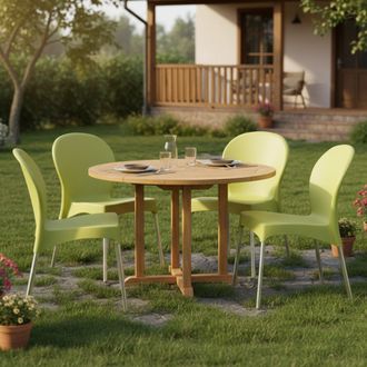 Dmora Silla De Exterior Eclectic, 4 Sillas, Apilable Hecho En Italia, Soporta 120 Kg, Verde