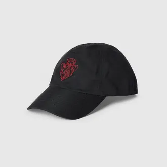 Gucci Cotton Baseball Hat With Embroidery, Size XXS, Black